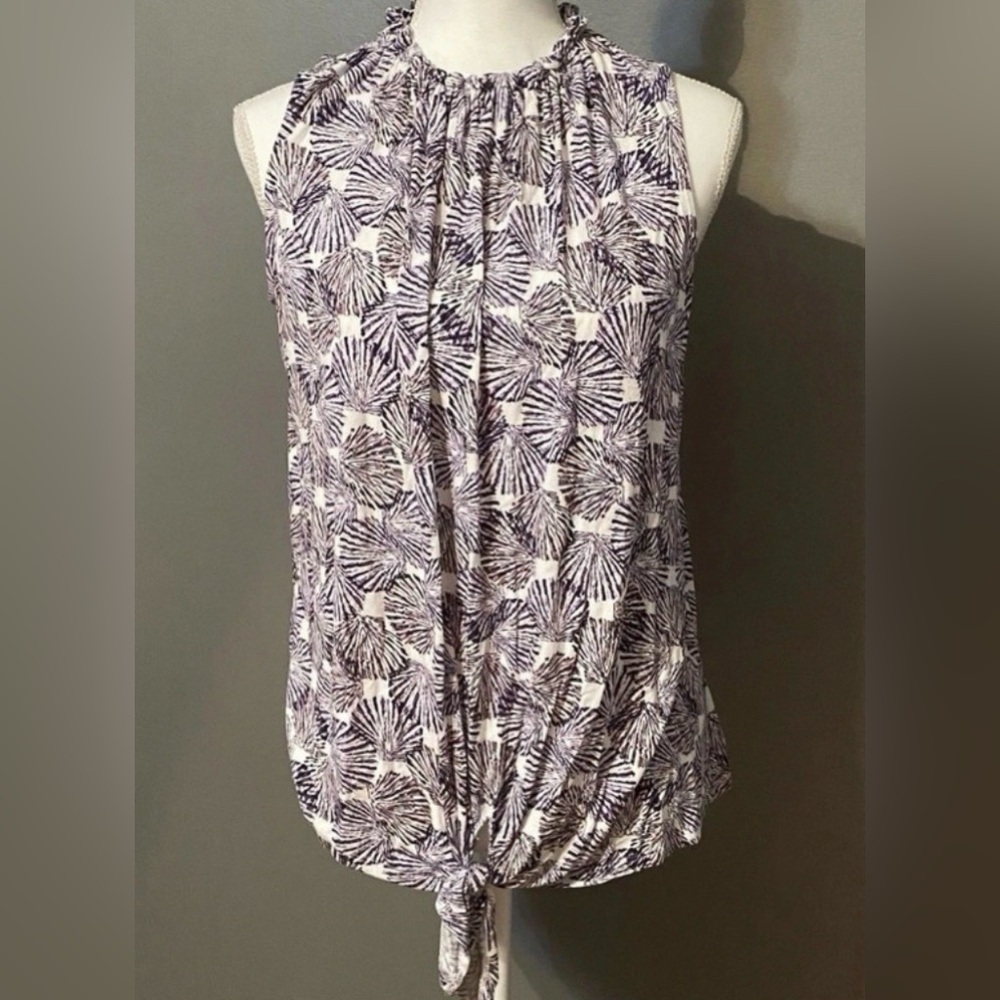 Cupio Purple and White Patterned Blouse